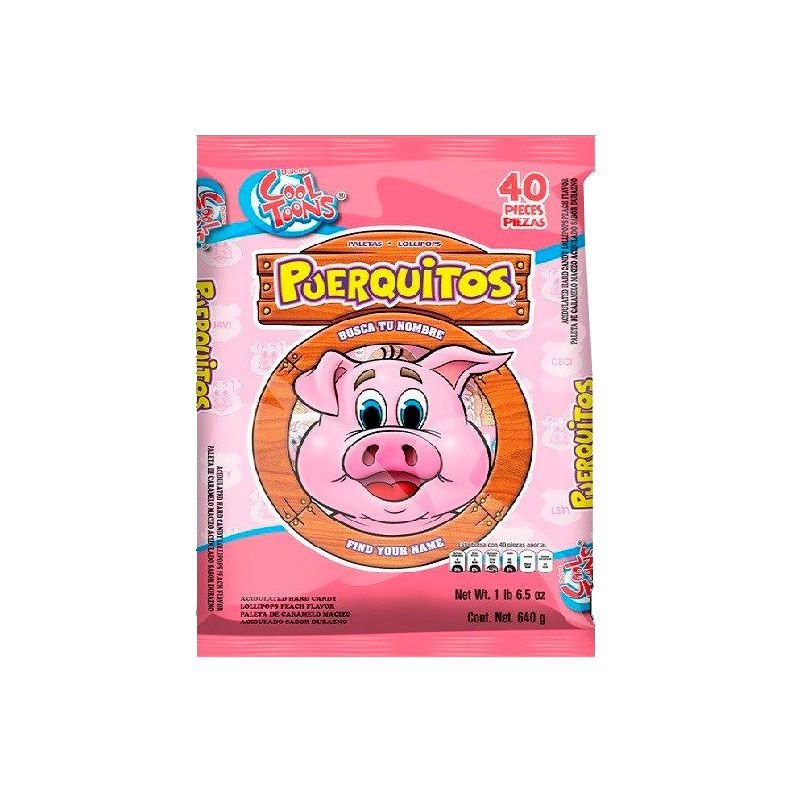 Paleta Puerquitos Cool Toons 40pz.